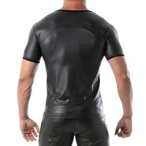 Camiseta Fetiche Negra Ajustada para Hombre, Estilo Cuero, Ropa de Club, Sexy, para Fiesta Nocturna, Top de Moda - Product Image 5