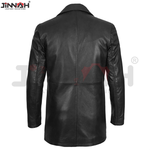 Abrigo Largo de Cuero de Moda para Hombre de Primera Calidad, 100% Cuero Original, Abrigo Largo de Moda para Hombre - Product Image 6