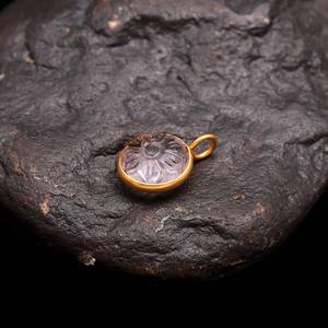 Colgante de flor de amatista rosa natural tallada a mano, piedra preciosa de plata de ley 925, amuleto de amatista rosa para la fabricación de joyas. - Product Image 4