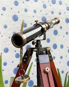 Telescopio Náutico Vintage de Latón con Trípode de Madera, Monocular Antiguo, Telescopio Decorativo, Regalo Marítimo - Product Image 5