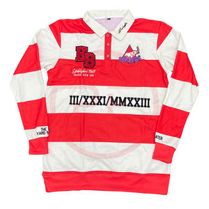 Chemise de rugby pour homme en toile 100 % coton unie à manches longues avec logos brodés en chenille, respirante, idéale pour les événements formels et les soirées de gala - Product Image 1