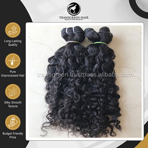 Cabello Rizado Natural Indio Virgen 100% |   Extensiones de Cabello Humano Virgen de Templo de Primera Calidad, Sin Procesar, Fabricadas en India - Product Image 6