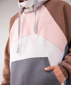 Ensemble de survêtement décontracté pour homme avec sweat à capuche color block, manches raglan, coupe oversize, en molleton bouclette, avec empiècements et logo OEM - Product Image 5