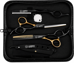 Ciseaux droits pour gauchers NYBL-55 de 5,5 pouces, JAPON, acier 440C, tranchants, dureté 58-59HRC, manche en acier inoxydable, ciseaux de barbier, cheveux, 28 - Product Image 6