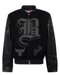 เสื้อแจ็คเก็ตวาร์ซิตี้สไตล์อังกฤษโบราณ ชิคาโก วูล แอนด์ เลเธอร์ สีดำ - Product Image 1