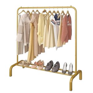 Minimalist Standing Metal Clothing Rack <b>With</b> <b>Shoe</b> Shelf Double Tier <b>Wardrobe</b> <b>Storage</b> Holder Durable Baking Paint Finish - Product Image 6