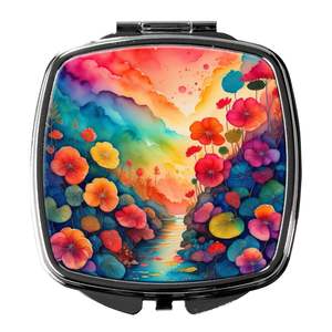 Bégonias colorés miroir de maquillage de voyage Compact poche pliante pour femmes et filles idée cadeau décorative - Product Image 1