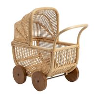 Poussette pour poupée en rotin tressé de qualité supérieure, respirante, en osier, esthétique, pour chambre d'enfant, vente en gros