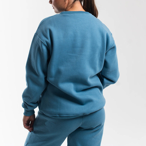 Sweat-shirts respirants pour femmes grandes tailles, couleur bleue, col rond, manches longues, en polaire, sweat-shirt oversize pour femmes OEM - Product Image 5