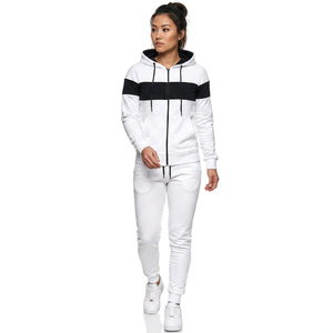 Men's <b>White</b> Hooded Tracksuit With Black Stripe Color Full Sleeve Zipper Sweatshirt And <b>Joggers</b> Casual Autumn Wear - Product Image 5