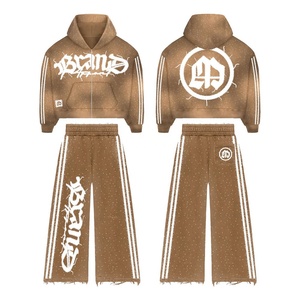 Conjunto Deportivo Unisex Rosa, Sudadera con Capucha y Pantalones Largos, Estilo Urbano, Cierre de Cremallera, Bolsillos Laterales, Estampado por Sublimación - Product Image 2