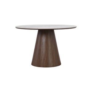 Contemporary Luxury <b>Round</b> Sintered Stone <b>Dining</b> <b>Table</b> Marble Top Walnut Wood Pedestal Base Circular Kitchen <b>Table</b> for Villa Home - Product Image 1