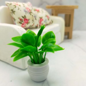 Planta en maceta en miniatura para casa de muñecas, modelo de flor verde de plástico, accesorio de paisaje exterior para mayores de 14 años, escala 1:12 - Product Image 2