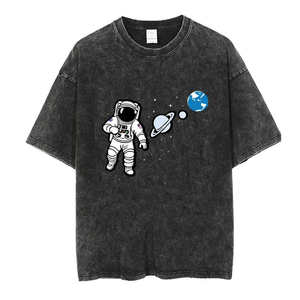 เสื้อยืดยูนิเซ็กซ์คุณภาพสูง ล้างสีแบบแอซิด แห้งเร็ว แขนสั้น ผ้าทอ พิมพ์ลายโลโก้ สไตล์ฤดูร้อน ทรงโอเวอร์ไซส์ - Product Image 1