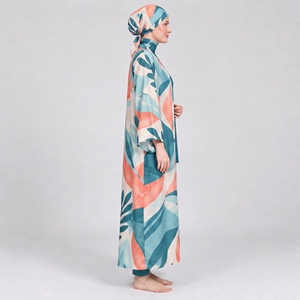 Conjunto de Burkini Musulmán Modesto de 4 Piezas para Mujer, Cobertura Completa, Manga Larga, Color Sólido, Alta Calidad - Product Image 6