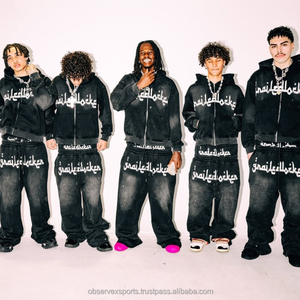 Ensemble de survêtement à capuche unisexe en coton 100% respirant à séchage rapide de haute qualité, logo personnalisé OEM, streetwear d'hiver - Product Image 1