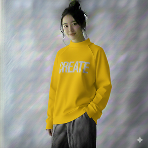 Women Autumn Mockneck Polyester/Cotton Breathable Fleece Unlined Design <b>Drop</b> Shoulder Relaxed Fit Front Logo Sweatshirt - Product Image 5