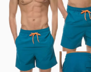 <b>Mens</b> Solid Color Board Shorts Quick Dry Drawstring Casual Swim <b>Trunks</b> with Pockets Mid Waist Short Length - Product Image 4