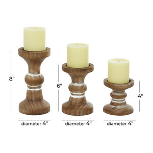 Hot Sale Set of 3 Mango Wood Pillar <b>Candle</b> Holder Custom Wholesale Supplier Decorative Wooden <b>Candle</b> Stand for Home Decoration - Product Image 2