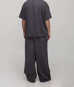 Pantalon de survêtement plissé minimaliste à jambe large pour homme, en molleton bouclette épais vintage, avec taille élastique, pour impression sérigraphique, vente en gros - Product Image 6