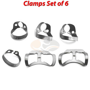 Pinzas profesionales de acero inoxidable para dique de goma dental, 6 unidades, para procedimientos endodónticos manuales, reductores universales higiénicos Brinker - Product Image 6