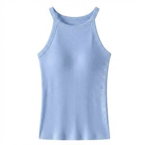 Unique Design OEM Service Latest Style Bra Padded Tank <b>Top</b> with Built-in Bra Straps Knitted 100% Cotton Breathable Crop <b>Top</b> - Product Image 1