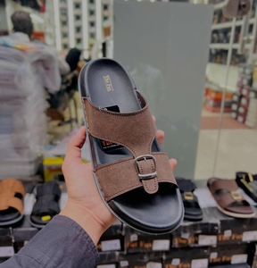 Fox Men Genuine Leather Casual Flat <b>Sandals</b> Open Toe Buckle Closure Breathable Front/Rear Strap Anti-Slip Rubber Outsole - Product Image 5