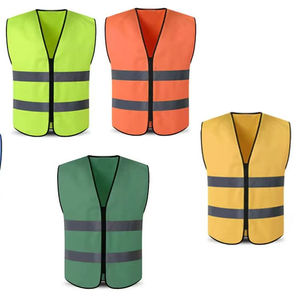 Fashionable Cotton Multi-Pocket Sleeveless <b>Jacket</b> Workwear Up-Zipper <b>Silver</b> Reflective Tape Nontoxic Unisex Safety Vest - Product Image 2