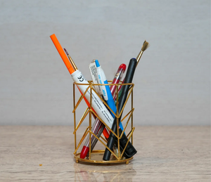 Pot porte-crayons en laiton poli miroir, prix de gros, organisateur de bureau, fournitures de papeterie, porte-crayons - Product Image 5