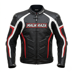 Chaqueta de Motociclista de Cuero Personalizada, Chaqueta de Cuero Genuino Perforada para Motociclismo, Marca Privada - Product Image 4