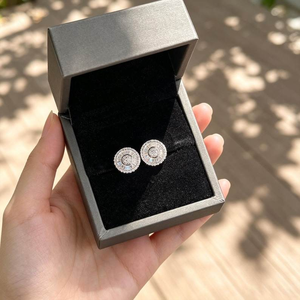Pendientes de Plata 925 con Diamantes de Moissanita de Lujo, Corte Redondo Halo Baguette, Joyería Iced Out para Hombres y Mujeres, Regalos de Moda Premium - Product Image 5