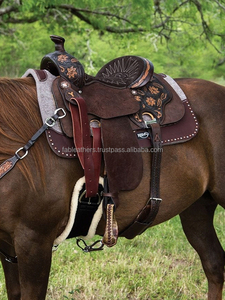 Selle de cheval western en cuir véritable magnifiquement fabriquée à la main, idéale pour le plaisir de l'équitation et des courses de barils en gros - Product Image 6