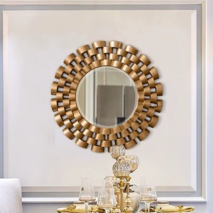 Luxury <b>Gold</b> Round Handmade Contemporary Decorative Glass Wall <b>Mirror</b> Modern Metal <b>Frame</b> Living Room Home Decor REHMAN CRAFT - Product Image 2