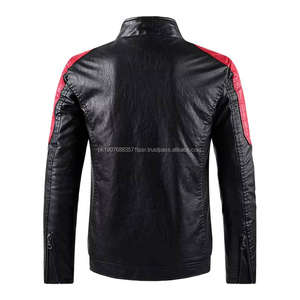 Chaquetas de cuero sintético para hombre, estilo motero, ajustadas, informales, a prueba de viento, con cuello alto, para invierno. - Product Image 3