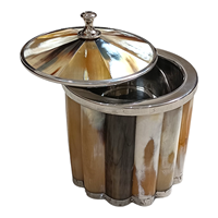 Seau à glace artisanal écologique avec incrustation de corne, intérieur en acier inoxydable, capacité 5L, motif floral, luxe moderne, pour fêtes et bars