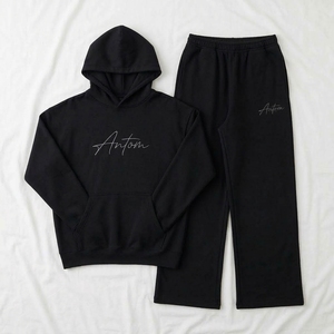 Oem Custom Fleece Tracksuit Casual Heavyweight Hoodie and Flared <b>Sweat</b> <b>Pant</b> Two Piece Custom Logo Baggy Tracksuit <b>for</b> <b>Men</b> - Product Image 3