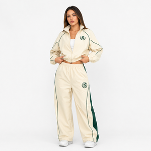 Ensemble de survêtement pour femmes Y2K, veste courte rétro à blocs de couleurs, pantalon baggy, streetwear brodé, prix bas - Product Image 6