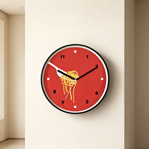 12 Inch Tomato Pasta Restaurant Theme Red Black Silent Quartz Analog <b>Wall</b> <b>Clock</b> <b>Kitchen</b> Dining Room Cafe Décor - Product Image 4