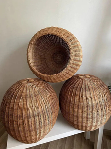 Handmade Custom Rattan Lampshade Open Weave Pendant <b>Light</b> Natural <b>Wicker</b> <b>Ceiling</b> Lamp for Boho Home Decoration - Product Image 2
