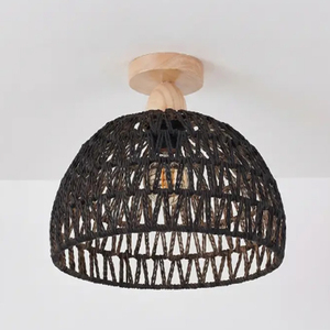 <b>Black</b> Nylon <b>String</b> Handwoven Pendant Lamp Bohemian Style Indoor Rope Hanging Lamp - Product Image 4
