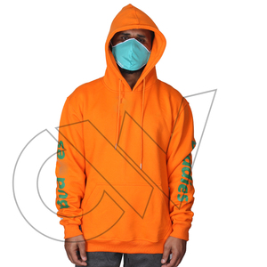 Sudadera de Forro Polar con Capucha y Cremallera para Hombre, Color Naranja, con Estampado de Letras Verdes en las Mangas, Corte Regular, Estilo Casual, Tejido de Punto, Precio de Fábrica - Product Image 4