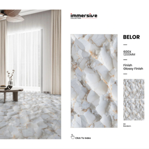 กระเบื้องปูพื้นพอร์ซเลนเคลือบเงาพรีเมียม ขนาด 60x120 ซม. 600x1200 มม. 24x48 นิ้ว สำหรับตกแต่งภายในห้องนั่งเล่นหรูหราและพื้นที่เชิงพาณิชย์ - Product Image 1