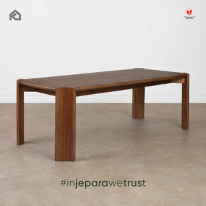 Table à manger moderne en teck massif, style minimaliste Japandi, table de restaurant en bois, taille personnalisée, mobilier pour hôtel, villa, maison, OEM ODM - Product Image 1