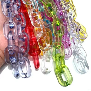 Cadena de eslabones de resina para decoración de pared, cadena transparente con cierre abierto, joyería de acrílico, cadena cubana de plástico para decoración, por MULTI CRAFT - Product Image 1