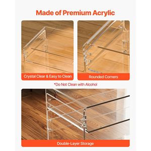 Tavolino Moderno Rettangolare in Acrilico a 2 Livelli, Trasparente, con Ripiano Contenitore, Spesso, per Scrivania, Comodino o Tavolino da Caffè - Product Image 5