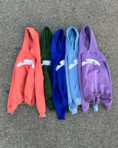 Sweat-shirts et sweats à capuche personnalisés ODM pour hommes, style streetwear, avec fermeture éclair, strass, lettres brodées, patchwork, effet délavé à l'acide - Product Image 3