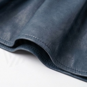 Mini-jupe en cuir PU pour femme, taille élastique, volants, style évasé, couleur unie, toutes saisons - Product Image 6