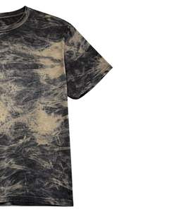 T-shirt en coton délavé noir et beige à manches courtes et col rond, style vintage délavé à l'acide, pour homme, décontracté, streetwear, mode estivale tendance - Product Image 2