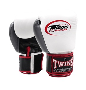 Gants de boxe Muay Thai Twins en cuir de vache véritable, faits à la main, pour entraînement MMA, fermeture auto-agrippante, respirants, avec poignées respirantes pour les mains - Product Image 1