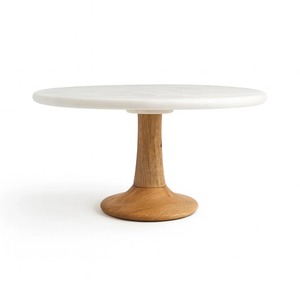 ขาตั้งเค้กหินอ่อนทรงกลมพร้อมฐานไม้ 1 ชิ้น - Product Image 1